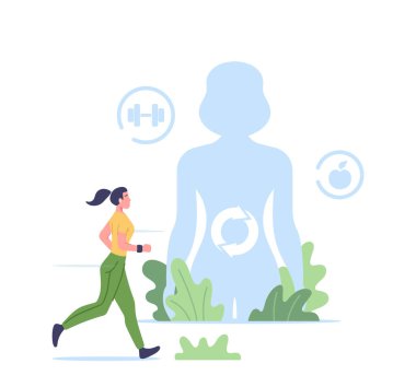 Metabolizma kavramı. Sporcu Kadın Karakter Koşusu Sindirim Traktı Biyokimya Süreci, Sağlıklı Kız