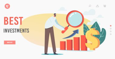 En İyi Yatırım İniş Sayfa Şablonu. İşadamı Yatırım Stratejileri ve Portföyü Analiz Etti. Mali Gelir Analizi