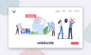 Stres, baş ağrısı, Migren İniş Şablonu. Stresli Karakterler Baş Ağrısı çekiyor Anksiyete sorunları var