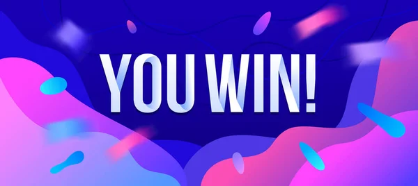 Nyertél Banner, győztes üdvözlő poszter Online Kaszinó Szerencsejáték. Szerencse és győzelem ünnepe, hirdetőtábla — Stock Vector