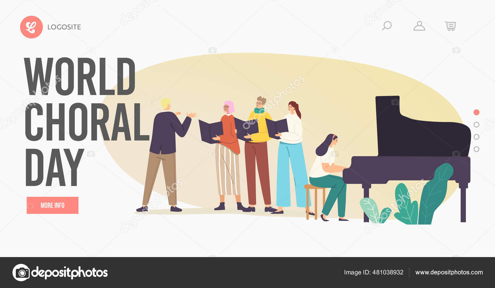 World Choral Day Landing Page Template. Choir Singers Characters