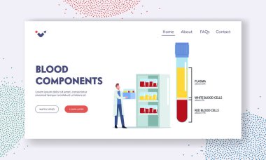 Kan Bileşenleri, Medicine Landing Page Şablonu. - Evet. Küçük Erkek Doktor Karakteri Şişeleri Büyük Şişede Örnekler Taşır
