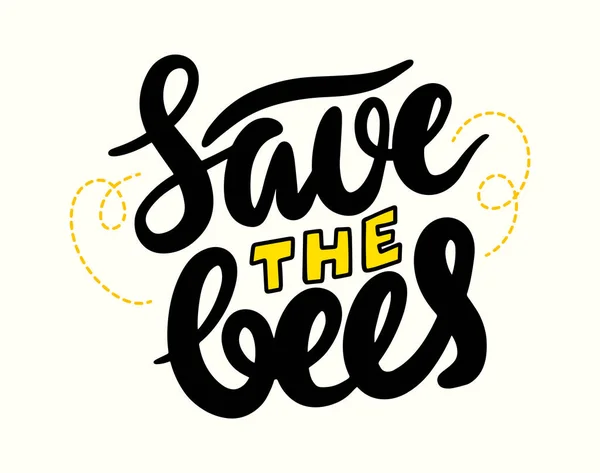 Salvar as abelhas Letras ou Caligrafia, Bandeira Criativa, Fonte para o Dia Mundial das Abelhas e Proteção Ambiental —  Vetores de Stock