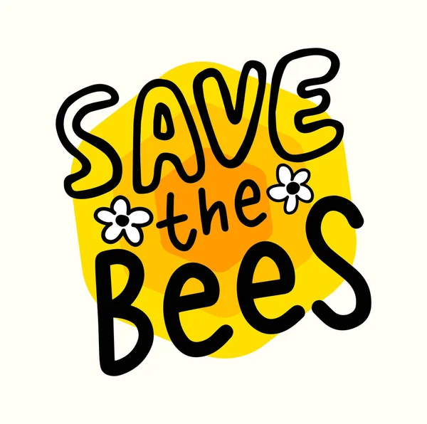 Salvar a bandeira das abelhas, fonte criativa para o Dia Mundial das Abelhas e proteção ambiental. Tipografia, Elementos de Design Gráfico — Vetor de Stock