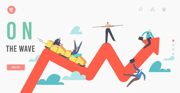 Modello di pagina di destinazione della volatilità degli investimenti finanziari. Cambiamento nel mercato azionario di crisi e di affari, rischio degli imprenditori — Vettoriale Stock