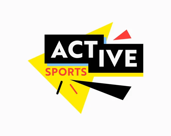 Active Sports Abstract Emblem, Banner, Tag or Badge for Workout or Tournament Advertising (en inglés). Invitación para el evento deportivo — Vector de stock