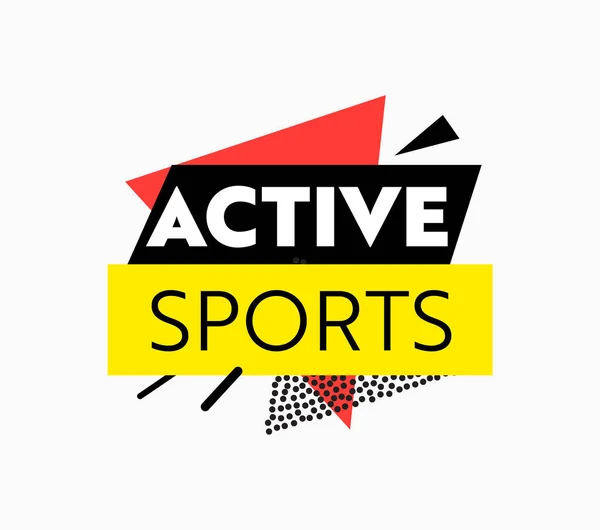Aktiva Sport Isolerad etikett, Abstrakt Emblem, Banner, Färgglada Tag eller Badge för träning eller turnering reklam — Stock vektor