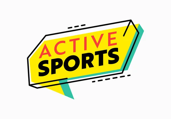 Bannière sportive active, insigne coloré pour l'entraînement ou le tournoi Invitation publicitaire pour un événement sportif ou une compétition — Image vectorielle