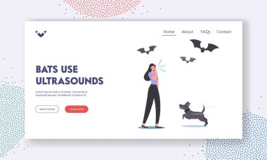 Yarasalar Ultrason İniş Şablonu Kullanıyor. Dişi Karakter Islık Çağrı Köpeği Açık Hava Yürüyüşü veya Eğitimi sırasında