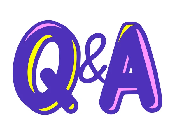 Fragen und Antworten im Cartoon-Stil, Frage und Antwort Kommunikationskonzept. Großbuchstaben, FAQ, Chat-Symbole — Stockvektor