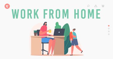 Ev İniş Şablonu 'ndan çalış. Yakınlarda oynayan Ana Karakter Uzaktan Kumandalı Çocuk işi. Serbest Çalışan Kız