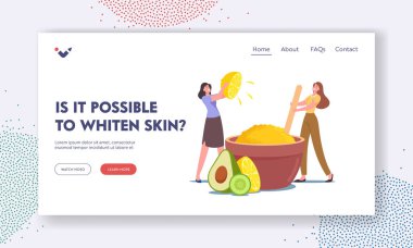 Spa Salonu ya da Ev Hijyen Prosedürü İniş Sayfa Şablonu. Küçük Kadın Karakterler Güzellik Ürünleri Yapıyor