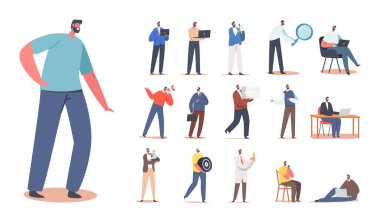 Miğferli Erkek Karakterler, Belgeli Kâtip, Çocuklu Baba, Hoparlörlü Promosyoncu,