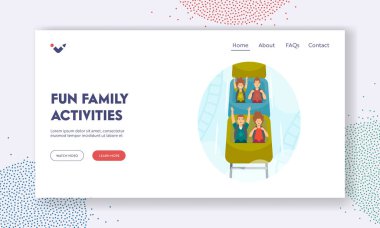 Eğlenceli Aile Faaliyetleri İniş Sayfa Şablonu. Hafta sonu lunaparkta hız trenine binen Mutlu Çocuk Karakterleri