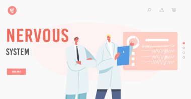 Sinir Sistemi İniş Şablonu. Erkek Doktor Karakterleri Ekran, Bilim 'de Beyin Elektroensefalografisini Öğrenir