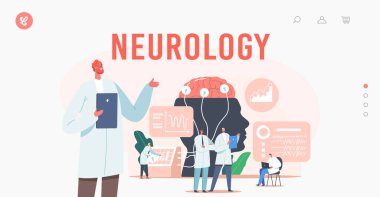 Nöroloji İniş Şablonu. Doktor Nörolog, Nörobilimci, Hekimler Beyin Çalışması Ekrana Bağlandı