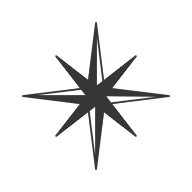 Nautical compass rose graphic symbol black-and-white sketch