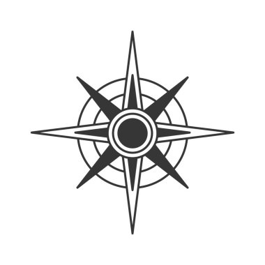 Creative shape compass rose black-and-white direction guidance