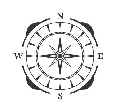 Compass nautical location measurement instrument black-and-white design