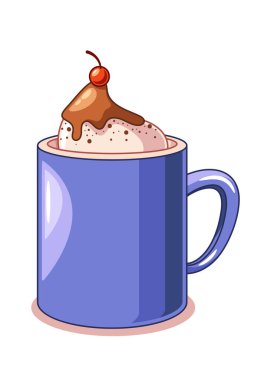 Sweet drink whipped cream icing berry decoration