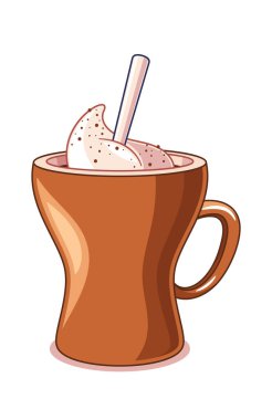 Sweet hot drink brown cup cartoon menu