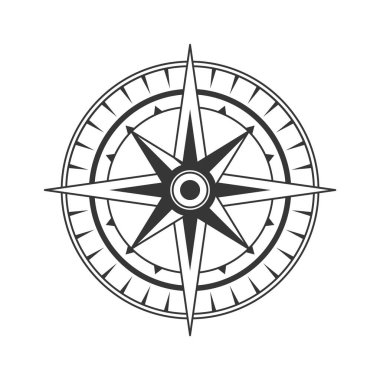 Compass nautical navigator black-and-white sign minimalist design