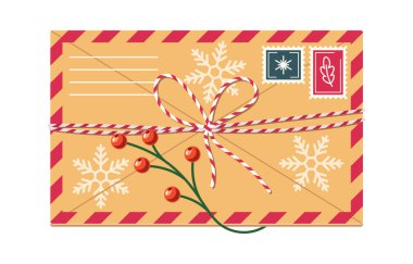 Festive Christmas envelop berries decoration holiday correspondence