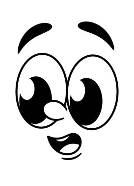 Shocked surprised comic retro doodle cartoon face
