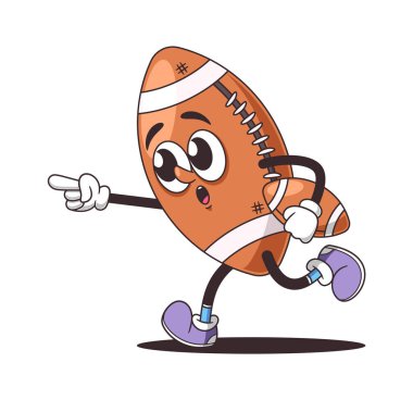 American football ball cartoon character gesticulating emotionally
