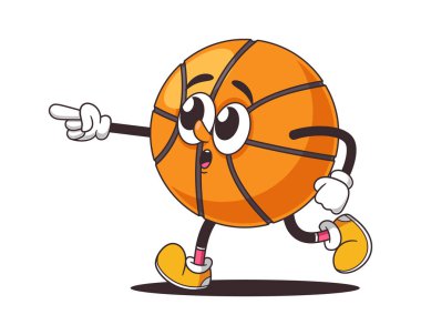 Basketbol topu çizgi film karakteri parmakla işaret ediyor