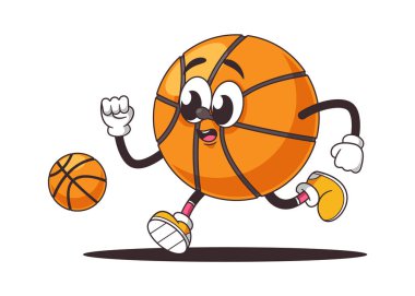 Basketball ball cartoon character playing game match