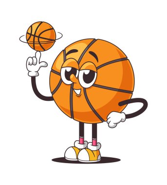 Basketball cartoon character spinning ball on finger