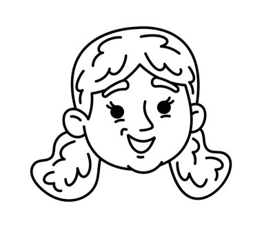 Olumlu kız karalaması gülümseyen parlak surat