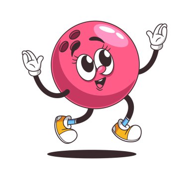 Bowling topu çizgi film karakteri sevinçle alkışlıyor.