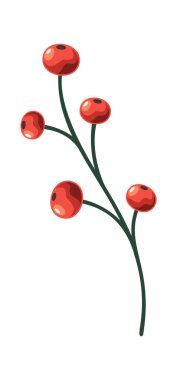 Noel kırmızı böğürtlen dalları çizgi film elementi