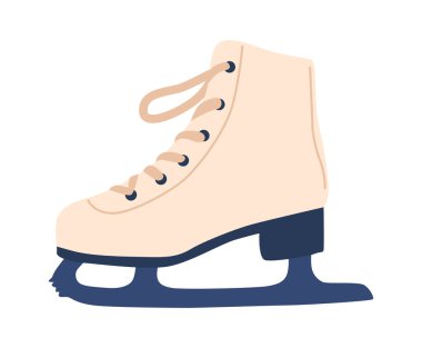 Klasik beyaz buz pateni ayakkabısı kış sporu kıyafeti.