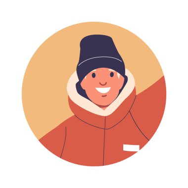 Yuvarlak giyinmiş, gülen adam.