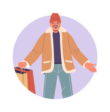 Noel hediyeleri taşıyan olgun bir adam.