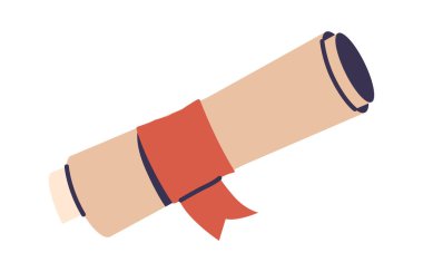 Diploma sertifikası kaydırması kırmızı kurdele kağıdına bağlanmış