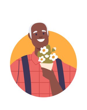 Çiçek buketi avatarıyla romantik bir beyefendi.