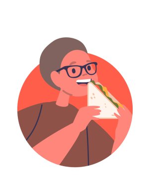 Çocuk sandviç yiyor çizgi film karakteri