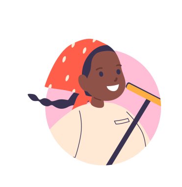 Temizlik işçisi kız avatar çizgi film avatarı