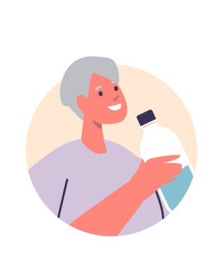 Olgun kadın temiz su karikatürü avatarı reklamı yapıyor