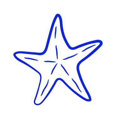 El hatlarıyla çizilmiş denizyıldızı ve ince çizgi detayı. Deniz teması ve kıyı projesi için plaj motifi. Vektör illüstrasyonu