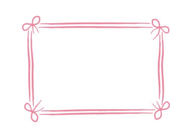 El çizimi bir taslak çizimde kurdele çerçevesi ve baş köşesi aksanı. Tebrik, düğün ve hediye temalı projeler için dekoratif sınır. Vektör illüstrasyonu