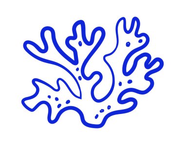 Organik kıvrımlı mercan dalları ve kalın çizgi halinde noktalı dokusu var. Okyanus teması ve kıyı dekoru için deniz motifi. Vektör illüstrasyonu