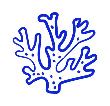 Kalın hatlı ve organik şekilli mercan dalları. Okyanus temalı varlıklar için el yapımı deniz motifi. Vektör illüstrasyonu