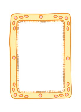 Karalama sınırı ve yuvarlak köşeli çerçeve, poster ya da kart için el çizimi. Boş alan ve halk motifli dekoratif çizim. Vektör illüstrasyonu