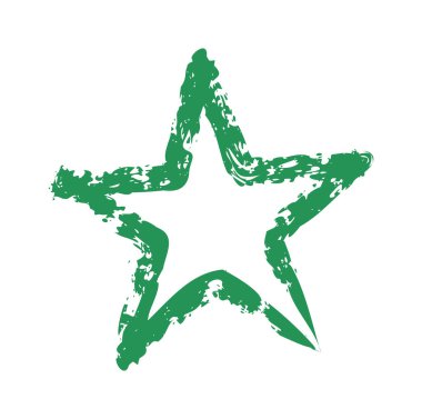 Kaba fırça desenli ve elle çizilmiş yıldız çizgisi temiz arkaplanda oyuk bir şekil oluşturuyor. Başarının, reytinglerin, başarının sembolü, ve karalama bakışlarla vurgulanıyor. Çizgi film vektör illüstrasyonu.