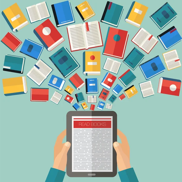 Ανάγνωση βιβλία και ηλεκτρονικά βιβλία. Επίπεδη σχεδίαση στο άνυσμα — Διανυσματικό Αρχείο